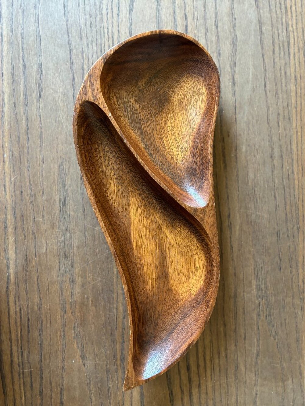 Exotic Wooden Compartmentalized Dish; Made in the Phillipines;